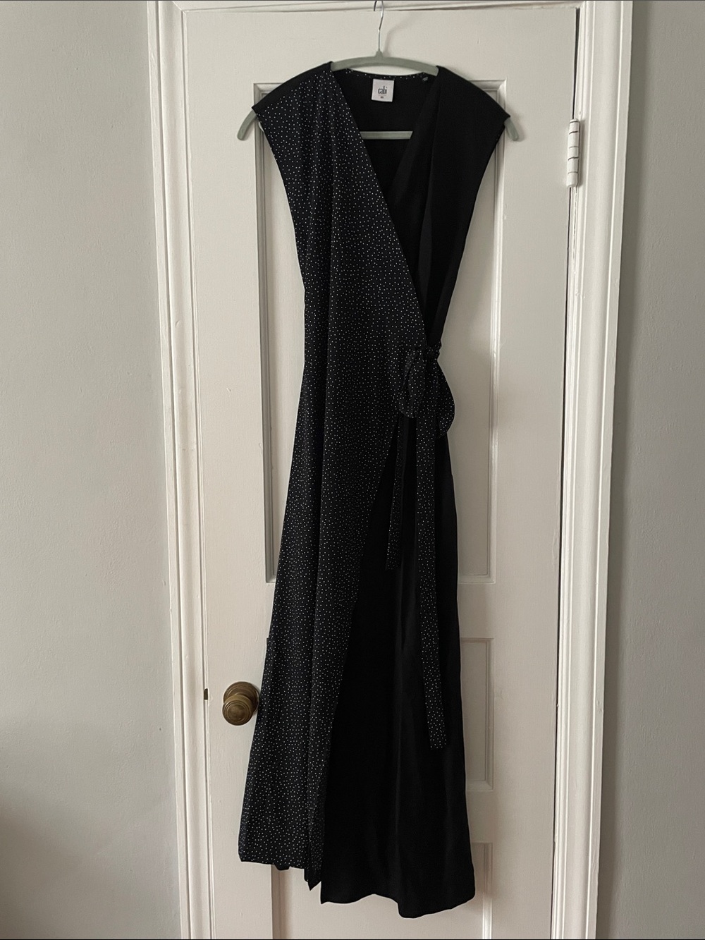 CAbi Black Polka Dot Wrap Dress